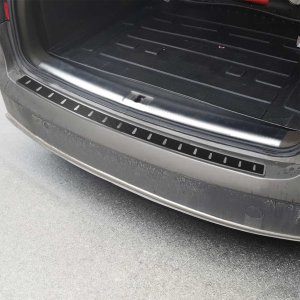 Audi A4 B8 Avant Rear Bumper Sill Cover - Omac - S.Steel + Carbon Foiled - Gloss Silver - '08-'12